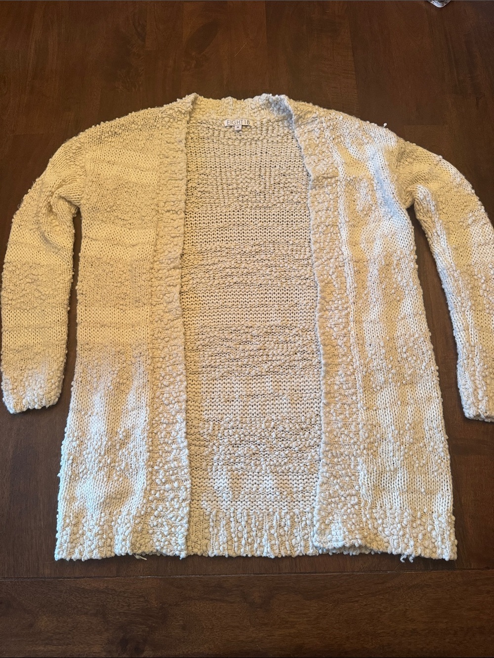 Eight18 for Stitch fix Textured Open-Front Cream Knit Cardigan